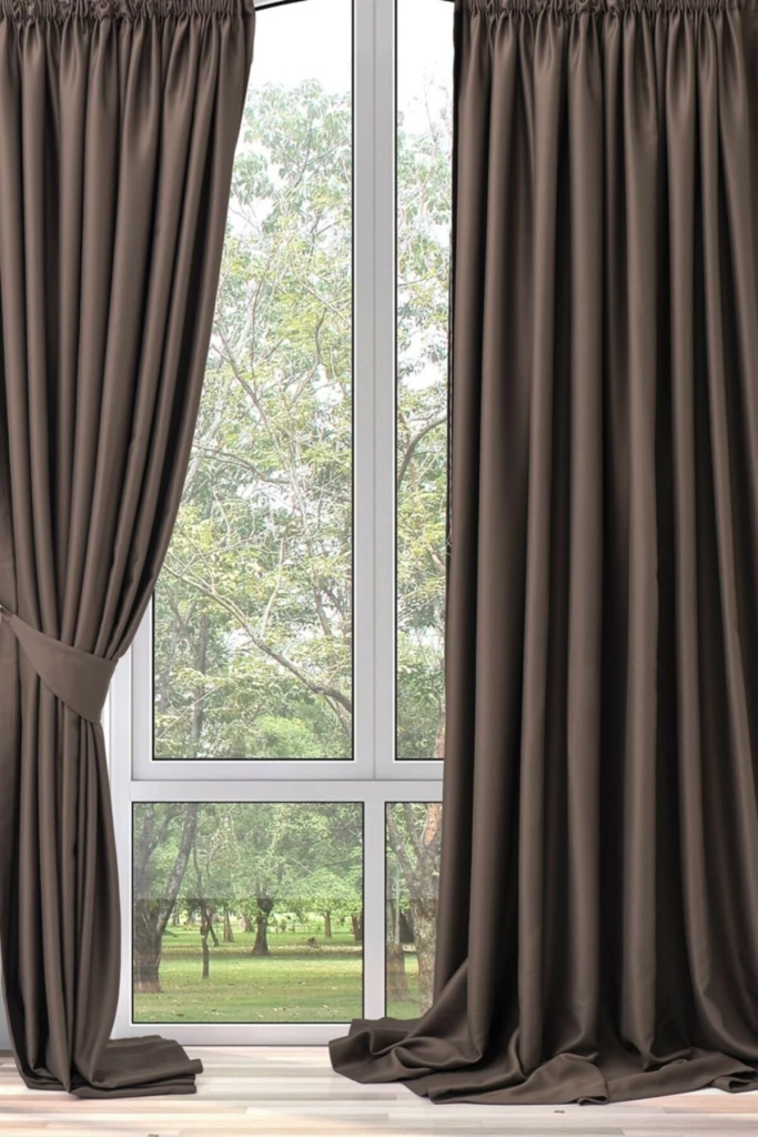 Luxury Blackout Backdrop Curtain Brown Single Sash