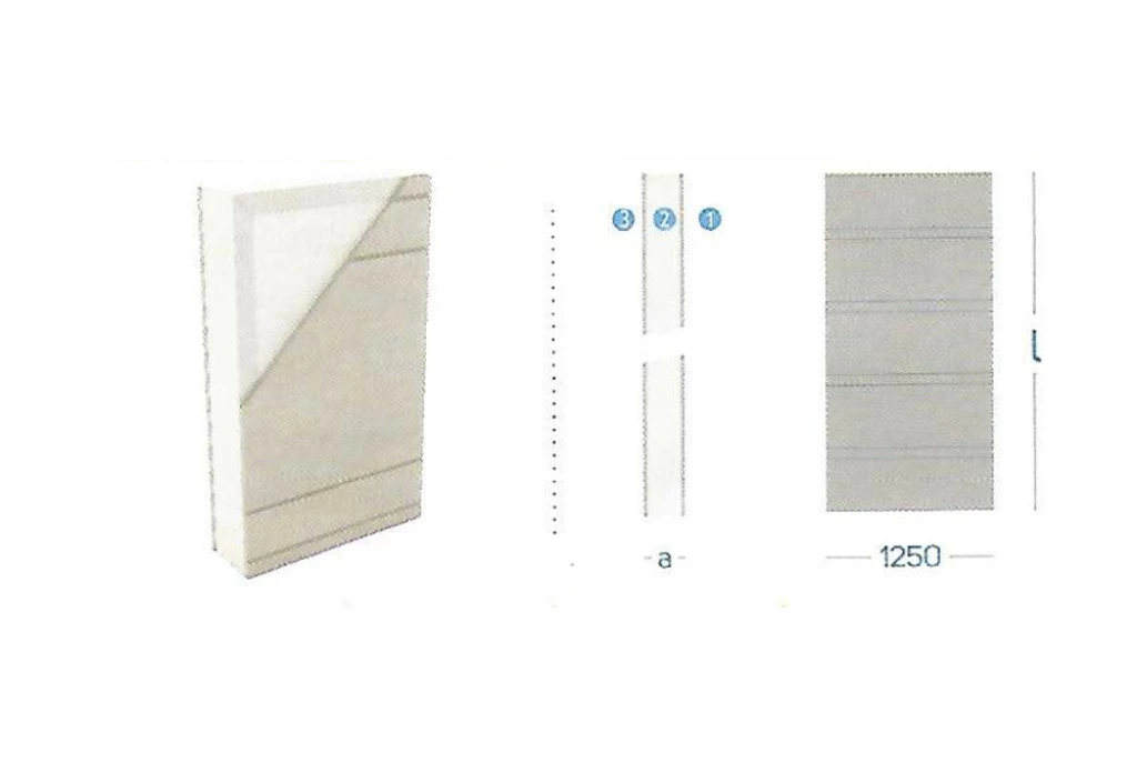 Engraved Cement Bonded Particle Board + Styrofoam + Cement Bonded Particle Board