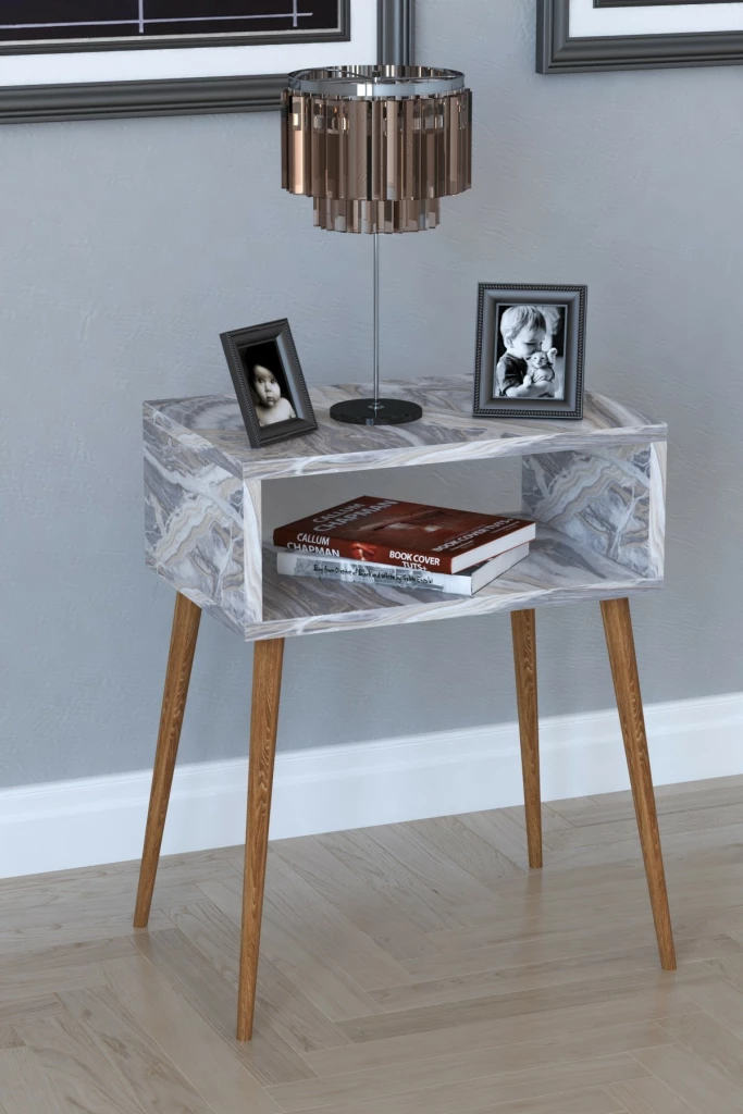 Komot Remaks Retro Nightstand - White marble