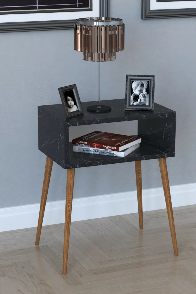 Komot Remaks Retro Nightstand - Black marble