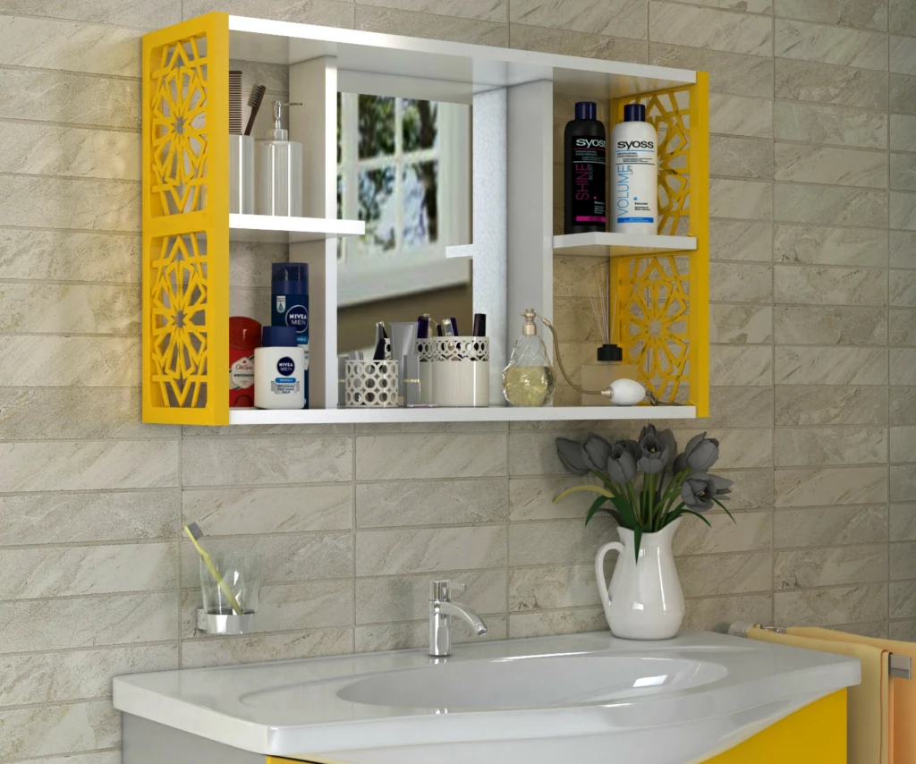 Terek Remaks Mirrored Bathroom Cabinet Yellow