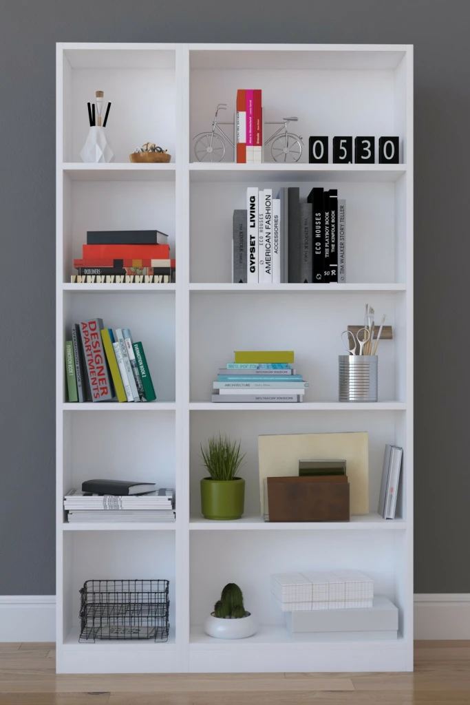 Remaks Bookcase with 10 Shelves - White