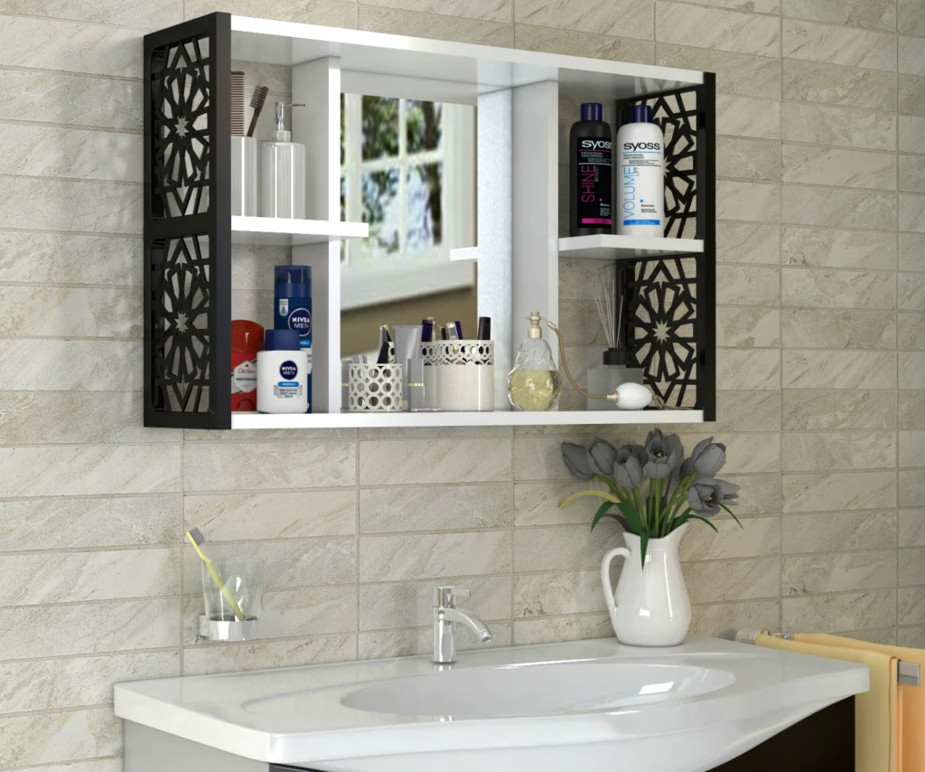 Terek Remaks Mirrored Bathroom Cabinet Black