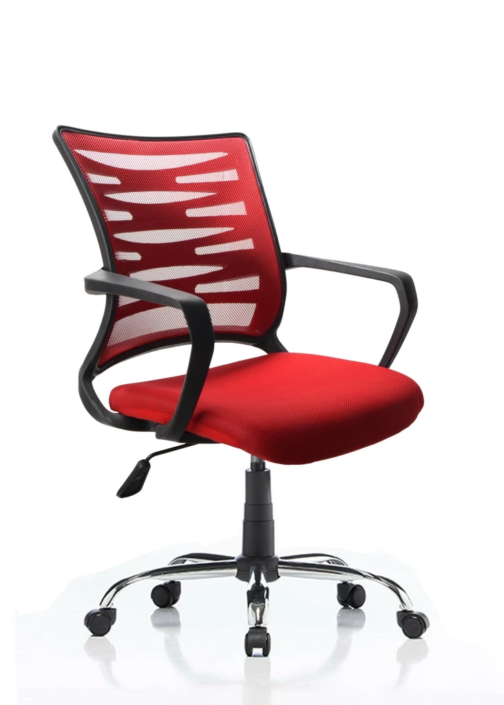 Remaks Rio Red Mesh Office Work Chair Computer Chair with Chrome Legs- Red