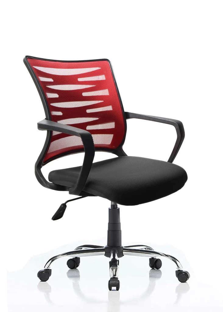 Remaks Rio Red/Black Mesh Office Study Chair Computer Chair with Chrome Legs - Red/Black