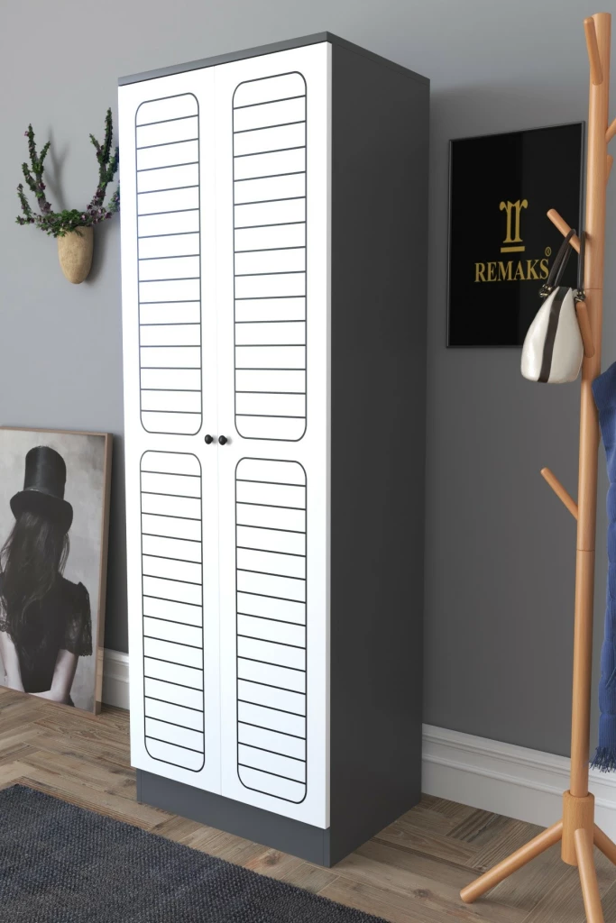 Remaks Fuga 2 Doors Wardrobe - Anthracite Body White Door