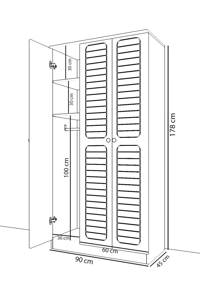 Remaks Fuga 3 Doors Wardrobe - White Body Walnut Door