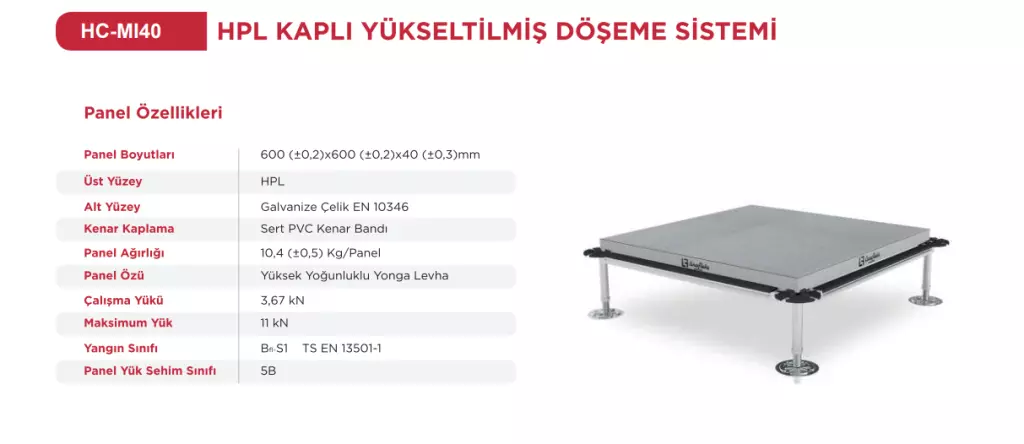 Hpl Kaplı Yükseltilmiş Döşeme Sistemi