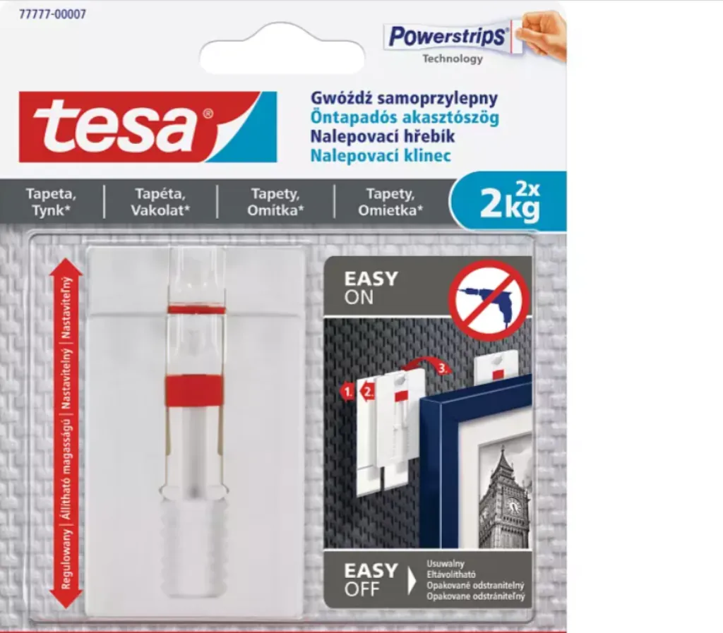 tesa ® Adjustable Adhesive Nails for Wallpaper and Plaster Surfaces 2 kg