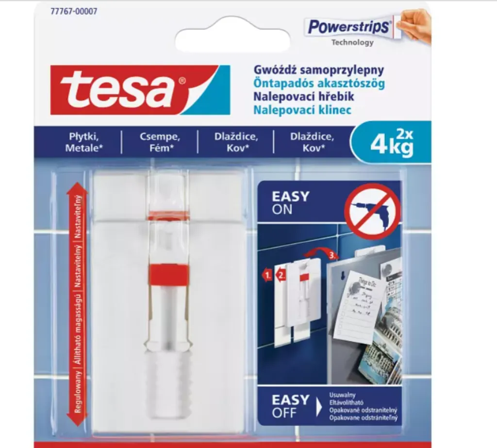 tesa ® Adjustable Adhesive Nail for Tiles and Metal surfaces 4 kg