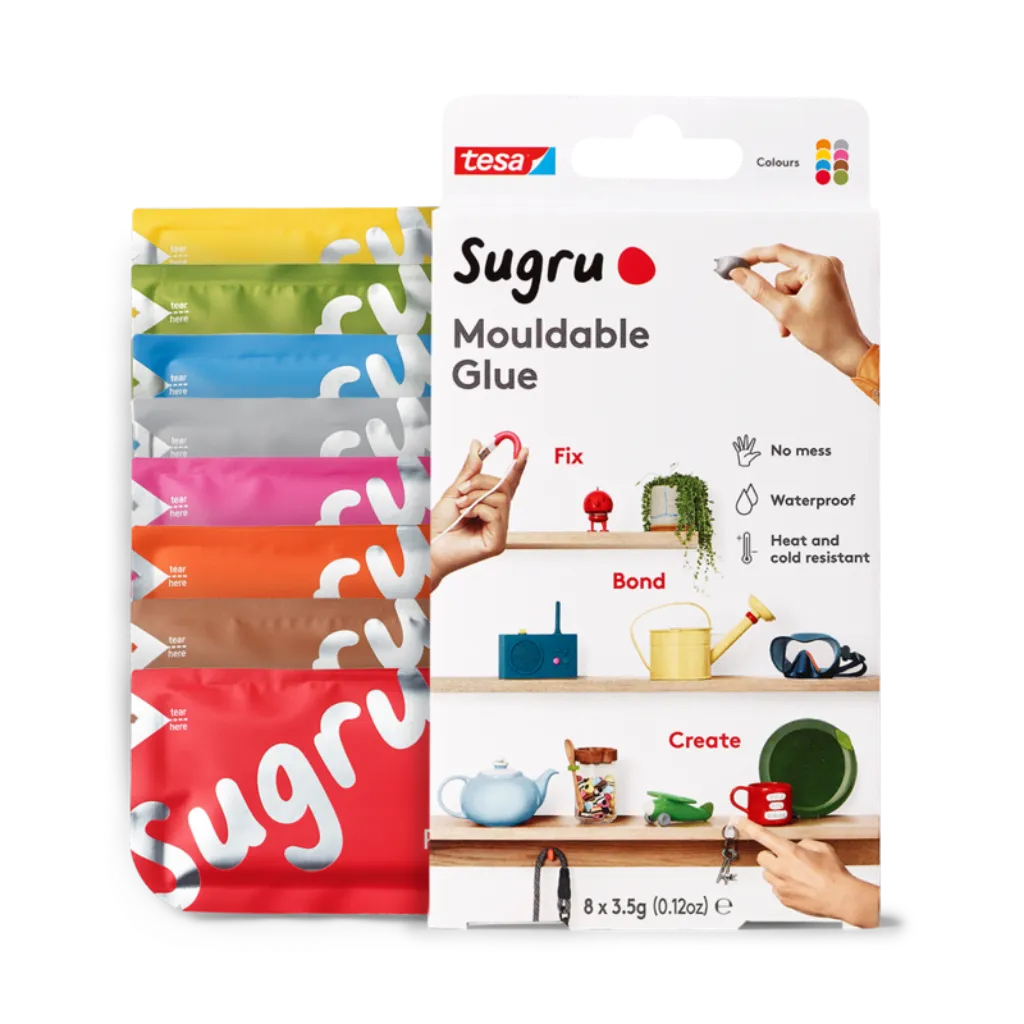 Sugru Mouldable Glue by tesa, 8-Pack (8 x 3.5g) in Classic Colours