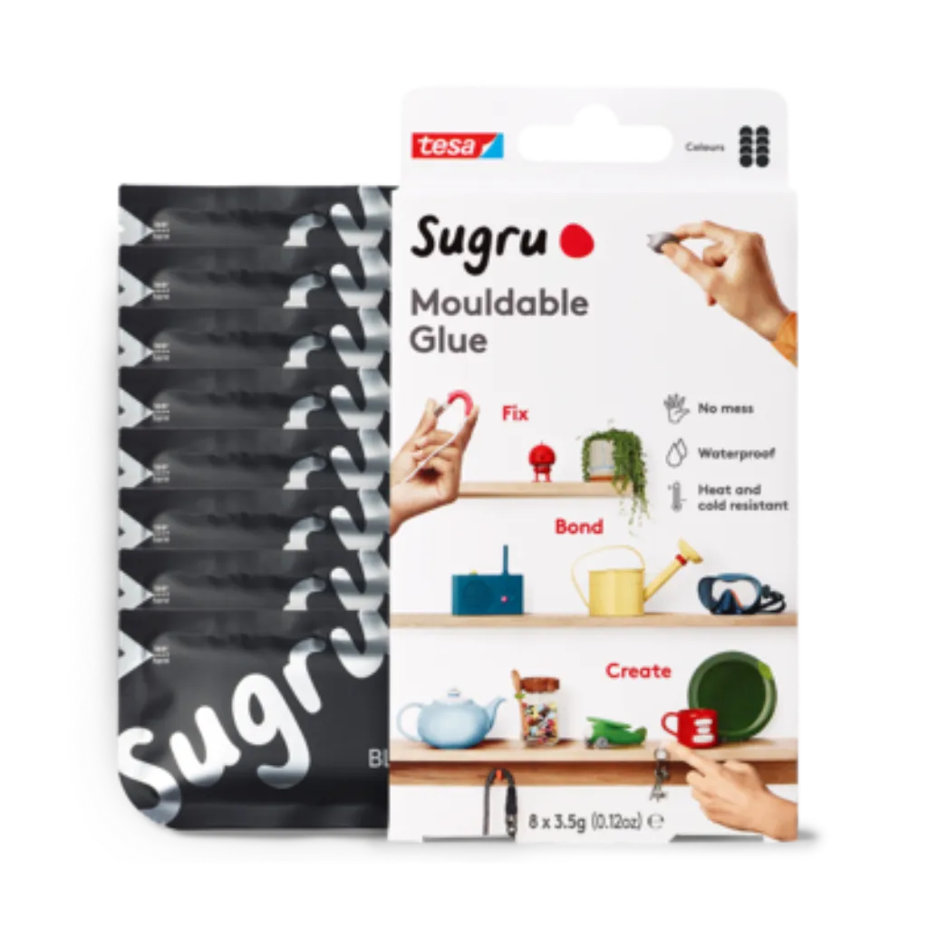 Sugru Mouldable Glue by tesa, 8-Pack (8 x 3.5g) in Black